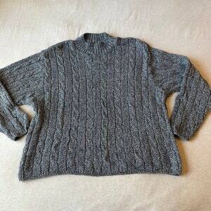 Stars and Stripes Mens XL Cable‎ Knit Sweater Mock Neck Cotton USA Made